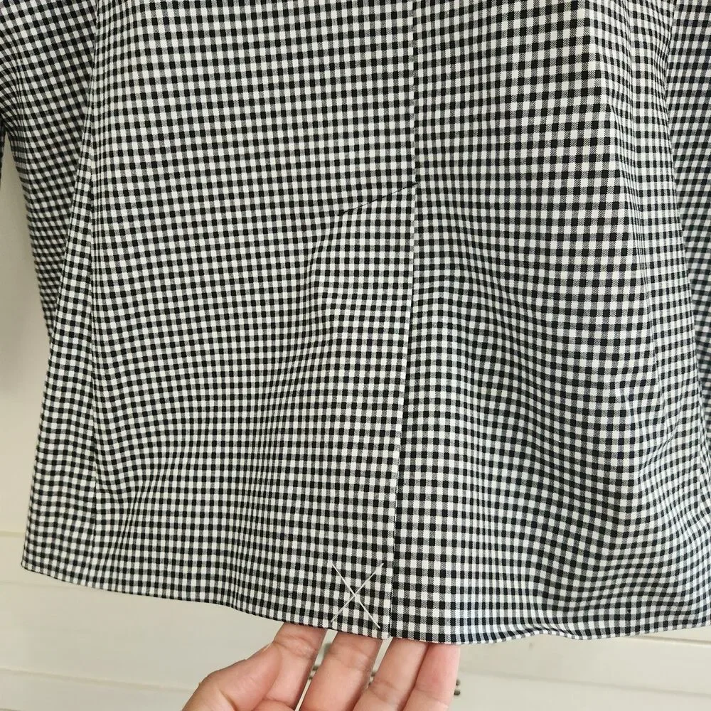 Talbots Gingham Blazer Jacket Petite Womens 14 Black White Office Suit Academia